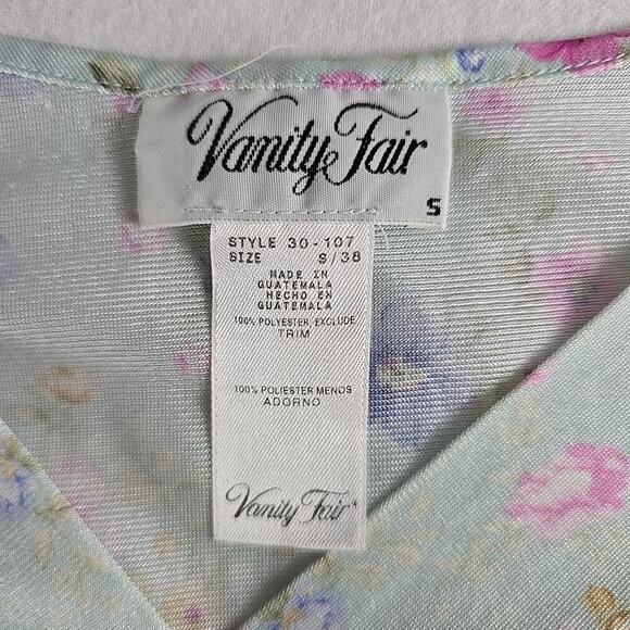 Vanity Fair Light Green Pink Floral Chemise Short Nightgown Dress Small Feminine - Picture 5 of 6